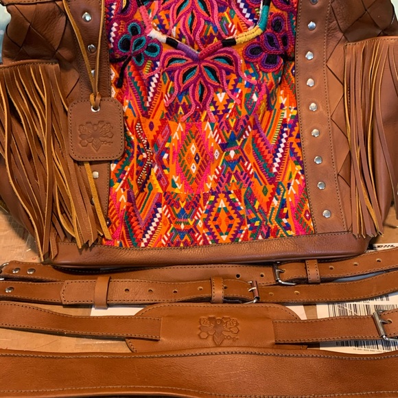 DC Guatemala leather fringe Convertible Day Bag - Picture 2 of 8